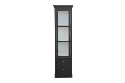 Havin Smalt Vitrinskåp 30 cm djup 45 cm bred 166 cm hög Mörkt Trä Glas