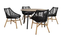 Helsinki Matgrupp Utomhus 120 cm Rund + 4 Utestolar m Dyna