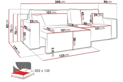 Hobson Bäddsoffa 3-sits i Plysch