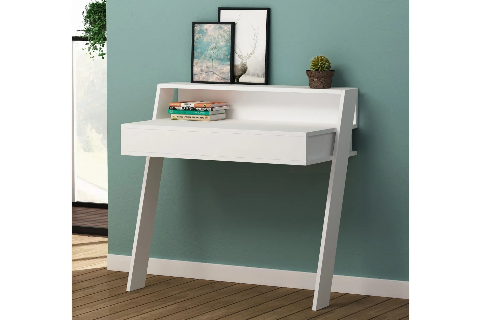 Homitis Väggskrivbord 94 cm med Förvaring Låda + Hylla