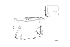 Hopfällbart skrivbord Bendi Vit/Svart, 120x60x75 cm