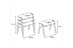 Hovdane Satsbord 49 cm 3 Bord