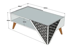Hovdane Soffbord 105 cm med Förvaring Hylla Blommönster