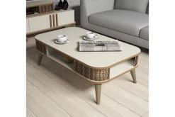 Hovdane Soffbord 105 cm med Förvaring Hylla Runda Hörn