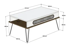 Hovdane Soffbord 105 cm med Förvaring Hylla Triangelmönster