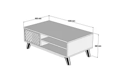 Hovdane Soffbord 105 cm med Förvaring 2 Hyllor Linjer + Skåp