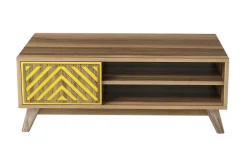 Hovdane Soffbord 105 cm med Förvaring 2 Hyllor Linjer + Skåp