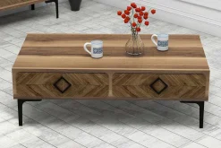 Hovdane Soffbord 105 cm med Förvaring Hylla Fiskbensmönster