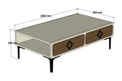 Hovdane Soffbord 105 cm med Förvaring Hylla Fiskbensmönster