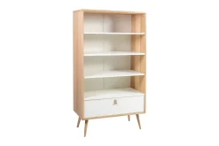 Hylla Helena Vit 80x40xh140 cm Mdf Naturlig/Vit