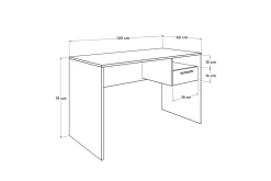 Irbene Skrivbord 120 cm med Förvaring Hyllor + Låsbar Låda