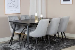 Irunea Matbord 180 cm med 6 st Valera Lyx Sammetstol