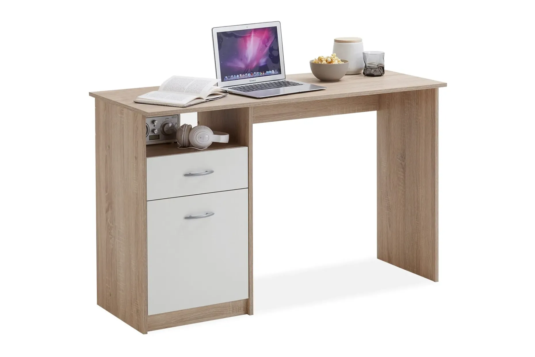 Jackson Skrivbord 123 cm med Förvaring Hylla + Låda + Skåp