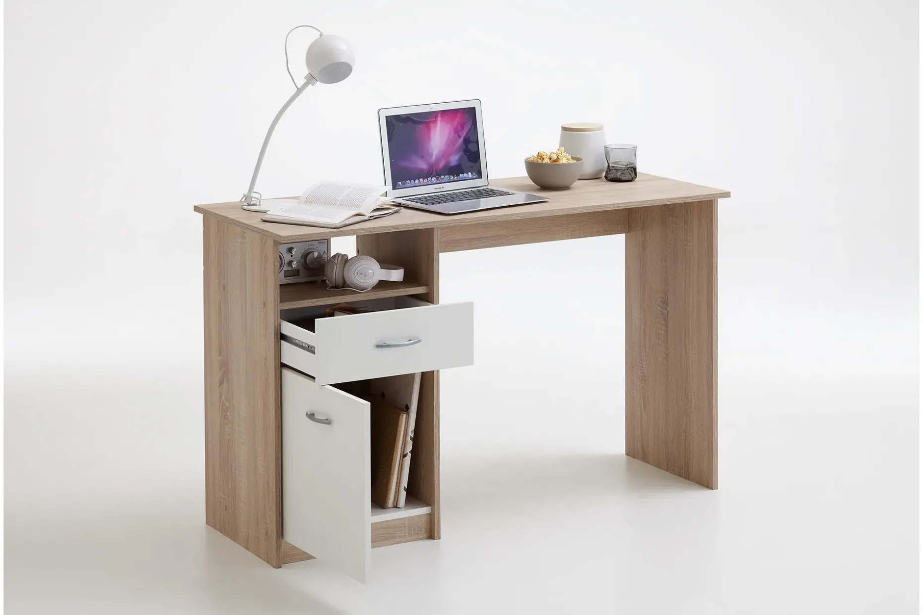 Jackson Skrivbord 123 cm med Förvaring Hylla + Låda + Skåp