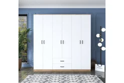 Jagdesh Garderob 210x210 cm Brun/Vit