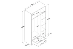 Jain Garderob 90x170 cm Brun/Vit