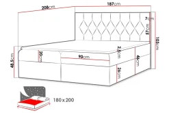 Jitendera Sängpaket Kontinentalsäng 180x200 cm med Förvaring