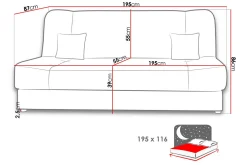 Jonas Bäddsoffa 195x87x86 cm