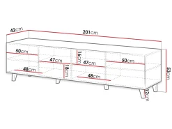 Juniskär Ribbad TV Bänk i trä med förvaring - 40 cm djup 200 cm bred 49 cm hög