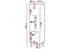 Juniskär Smalt Vitrinskåp 40 cm djup 51 cm bred 187 cm hög Trä Valnöt Glas