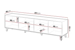 Juniskär Tv bänk med Förvaring + Hyllor 40x52x200