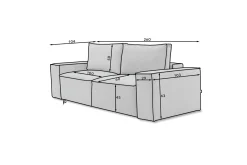 Kamli Bäddsoffa 3-sits med Förvaring