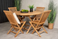 Kenya Matgrupp Utomhus Rund 120 cm + 4 Kenya Hopfällbar Stol