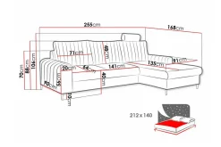 Kintore 3-sits Hörnbäddsoffa Light grey/Dark grey