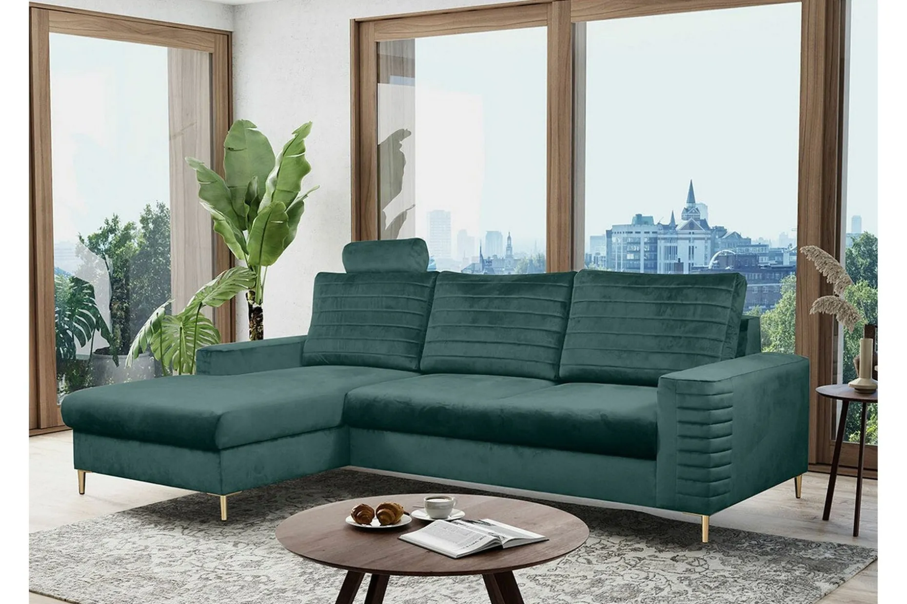 Kintore 3-sits Hörnbäddsoffa Green