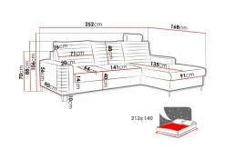 Kintore 3-sits Hörnbäddsoffa Ljusgrå