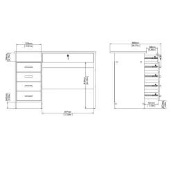 Klintberg Skrivbord med 5 lådor 109x48x76 cm