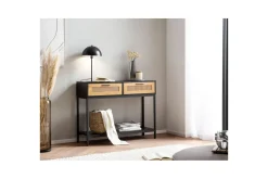 Konsolbord Wohnling Massivt trä 100 cm 2 lådor industrihus stil med Wienerkorg