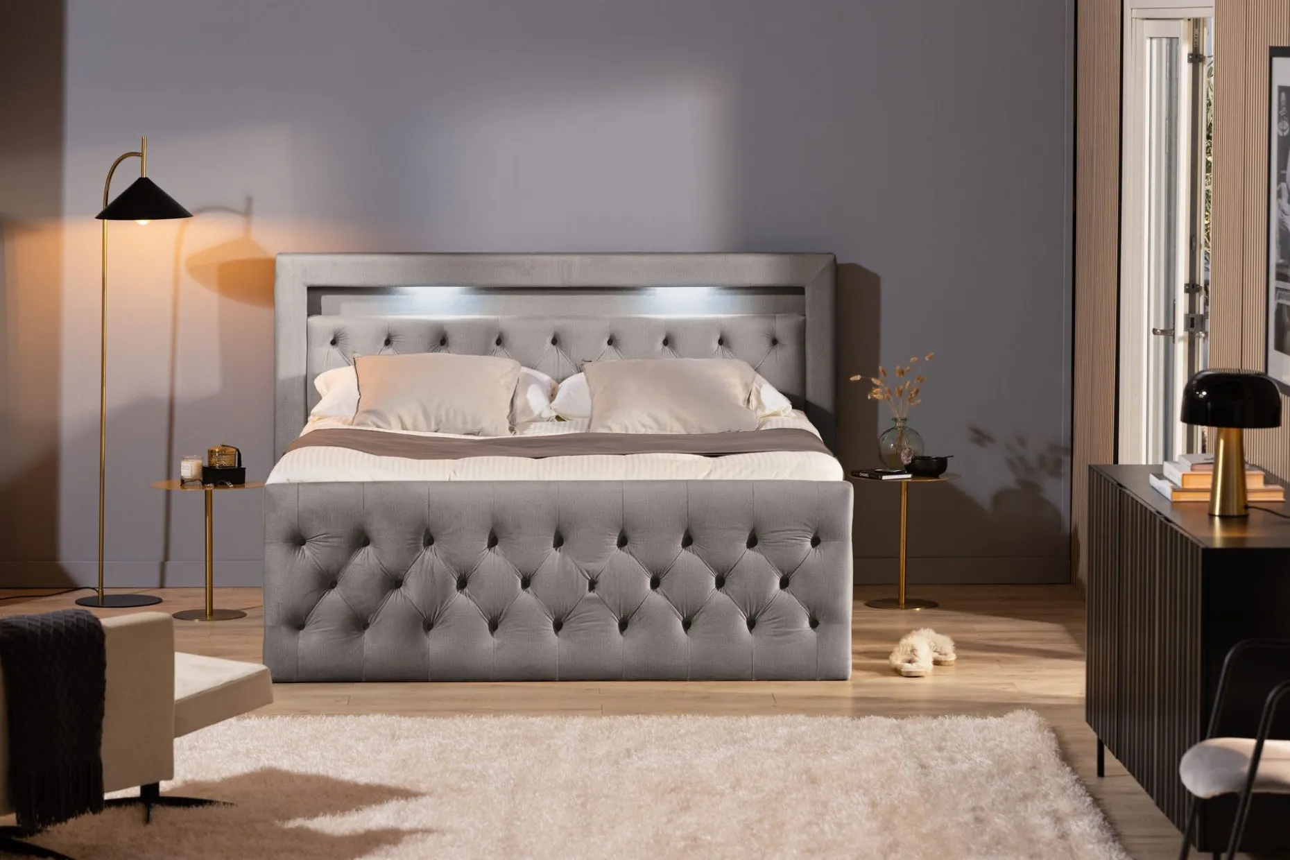 Kontinentalsäng Cloud47 Francisco Sängpaket Dark grey Lådor