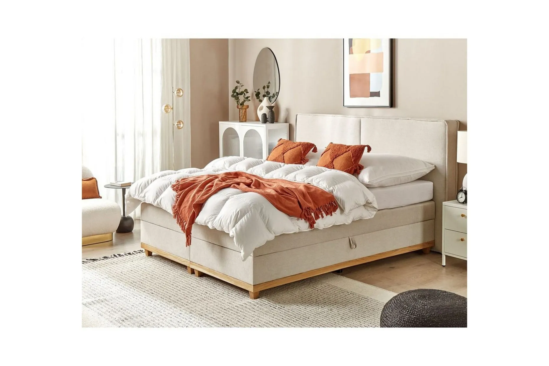 Kontinentalsäng Dynasty Beige-Ljust Trä, 180x200 cm