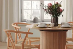 Kopparbo Ljust Runt Matbord 106 cm Förlängningsbart med illäggsskiva