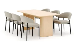 Kopparbo Matbord 180-240 cm Förlängningsbart med 6 Sawako Stolar