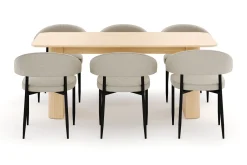 Kopparbo Matbord 180-240 cm Förlängningsbart med 6 Sawako Stolar