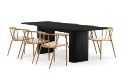 Kopparbo Matbord 180-240 cm Förlängningsbart med 6 Winston Matstolar