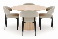 Kopparbo Runt Matbord 130 cm med 4 Sawako Stolar