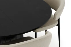 Kopparbo Runt Matbord 130 cm Förlängningsbart med 4 Sawako Stolar