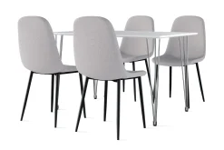 Kronblom Matbord 120 cm + 4 st Nibe stol grå med svarta ben