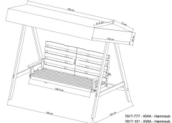 Landet Hammock Gungsoffa med tak i akacia trä inklusive dynor 195x125x159