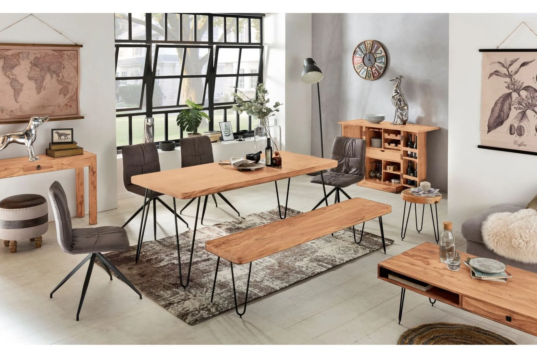 Langner Soffbord 60 cm med Förvaring 2 Lådor + Hyllor