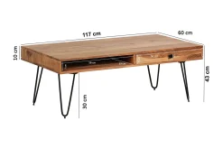 Langner Soffbord 60 cm med Förvaring 2 Lådor + Hyllor