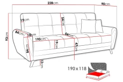 Laterse 3-sits Bäddsoffa