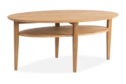 Laurelville Soffbord 130 cm Ovalt med Förvaring Hylla