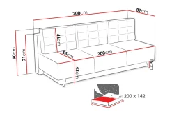 Leija Bäddsoffa 200x87x90 cm