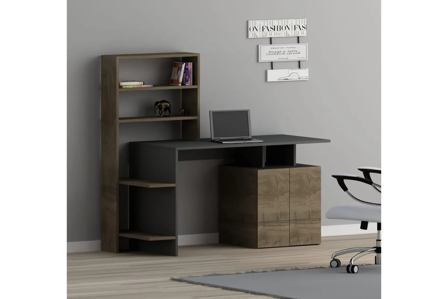 Leluard Skrivbord 146 cm med Förvaring Hyllor + Skåp
