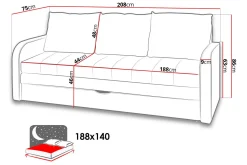 Lido Bäddsoffa 208x75x86 cm
