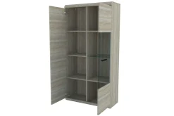 Link Vitrinskåp Vit LED Belysning 37 cm djup 80 cm bred 158 cm hög Trä Ek Hylla Höger